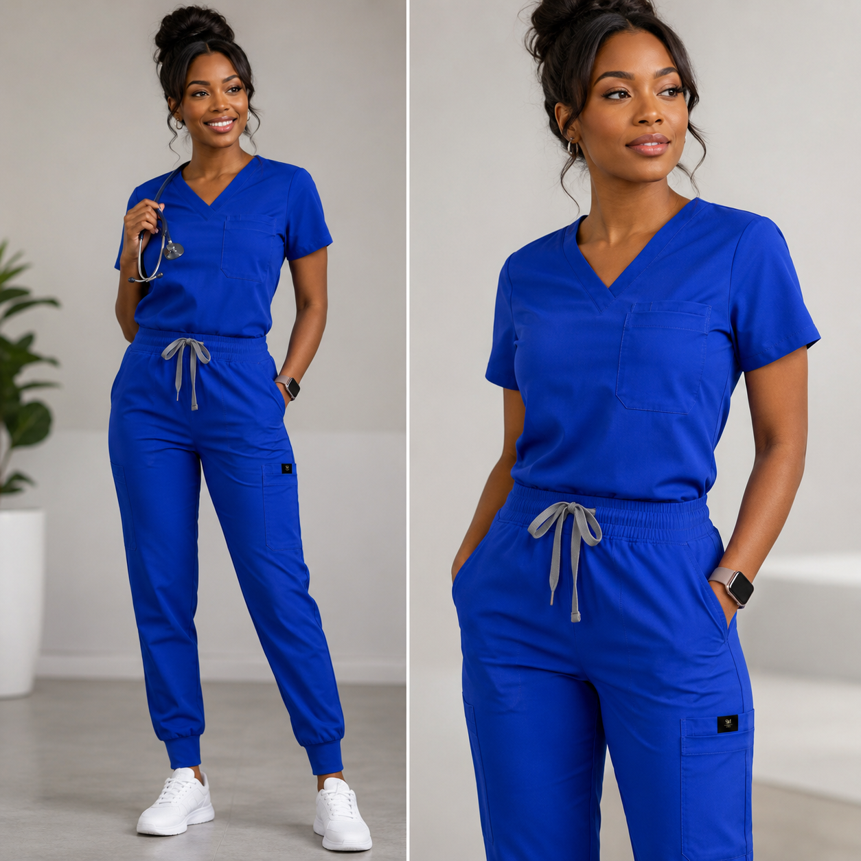 SoftMed caribbean teal scrub top – front view